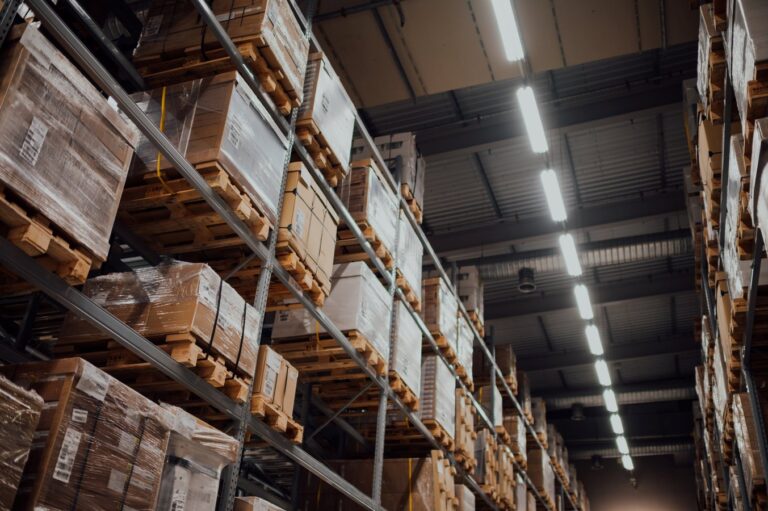Warehouse storage racks for supply chain operations